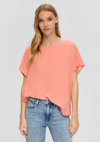 s.Oliver Oversized Viskose-Bluse mit verlängertem Rückenteil - papaya