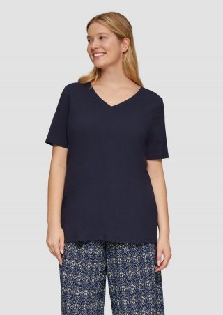 s.Oliver T-Shirt mit V-Ausschnitt - navy