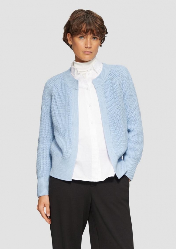 s.Oliver Strickjacke mit Raglanärmeln und Rippbündchen - hellblau