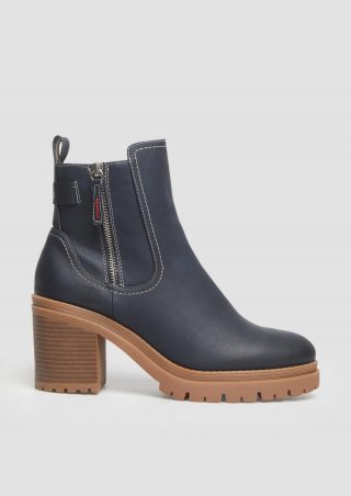 s.Oliver Stiefeletten mit Blockabsatz - navy