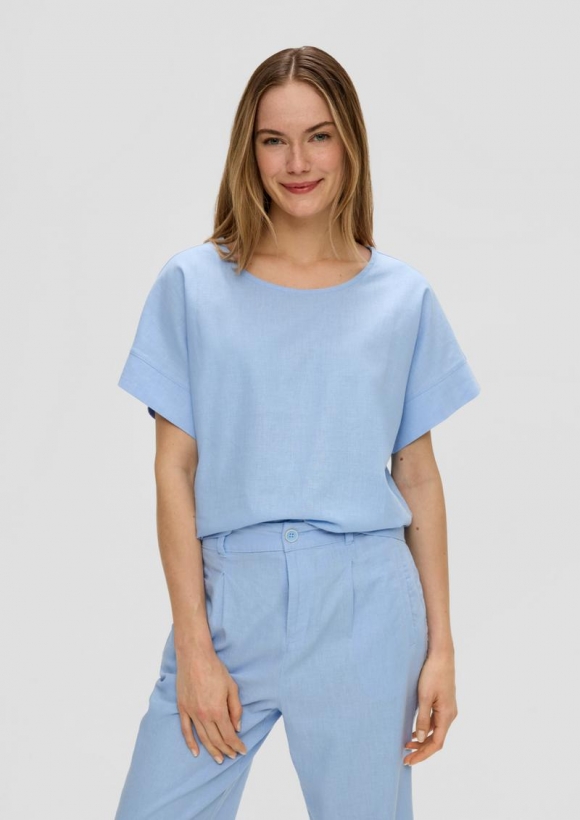 s.Oliver Fabricmix-T-Shirt im Relaxed Fit - himmelblau