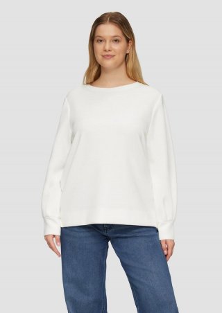s.Oliver Scuba-Sweatshirt mit weiten Ärmeln - ecru