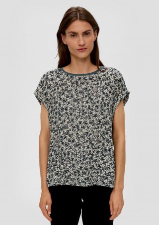 s.Oliver Streifenshirt aus Materialmix - olivgrün