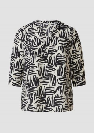 s.Oliver Bluse aus strukturiertem Viskosemix mit All-over-Print - schwarz