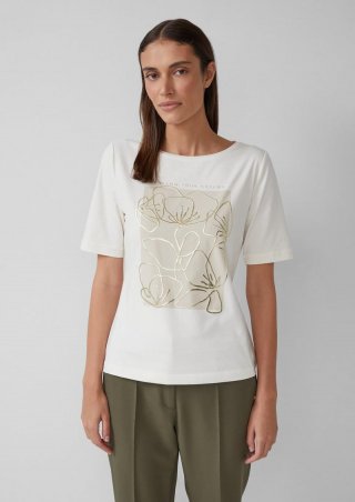 s.Oliver T-Shirt mit Frontprint - ecru