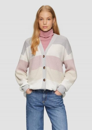 s.Oliver Flauschige Oversize-Strickjacke - blassblau
