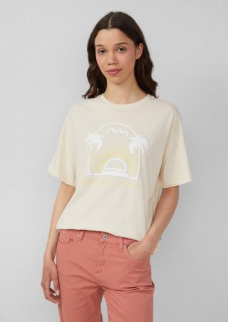 s.Oliver Baumwollshirt mit Frontprint - helles sand