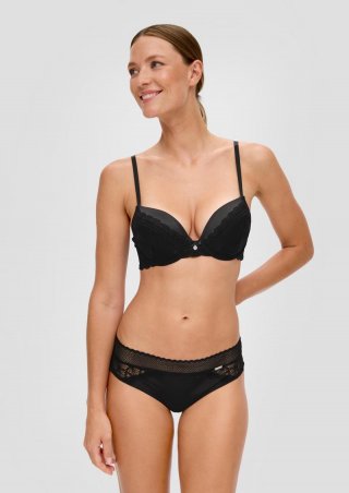 s.Oliver Slip mit Materialmix - schwarz