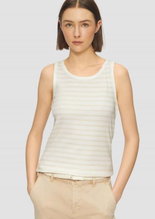s.Oliver Slim-Fit-Top mit Rippstruktur - helles beige