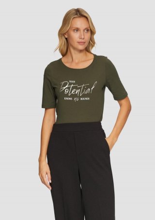 s.Oliver T-Shirt mit Frontprint im Slim Fit - olivgrün