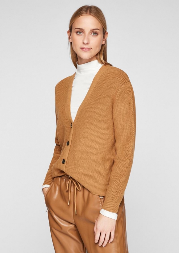 s.Oliver Cardigan aus Baumwollmix - sandstein