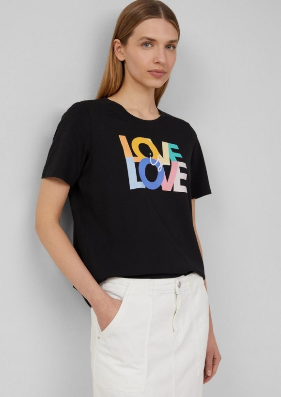 s.Oliver T-Shirt mit Pride-Motiv - schwarz
