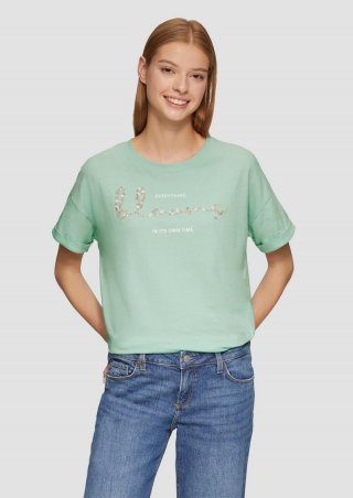 s.Oliver Oversized T-Shirt aus Jersey mit Frontprint - ozeangrün