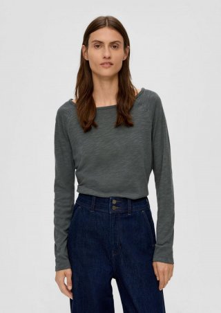 s.Oliver Longsleeve aus Baumwollmix - olivgrün
