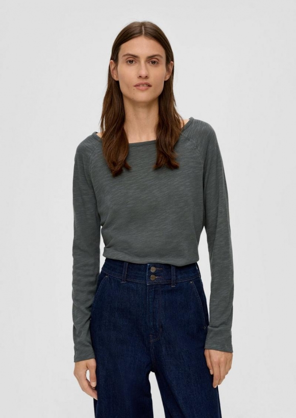 s.Oliver Longsleeve aus Baumwollmix - olivgrün