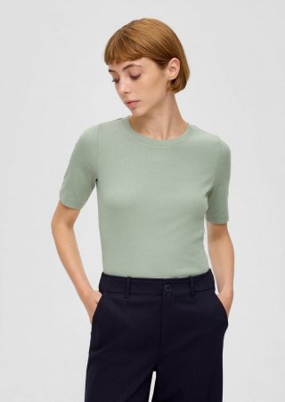 s.Oliver T-Shirt aus Baumwollstretch - salbeigrün