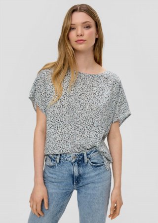 s.Oliver Oversized Viskose-Bluse mit verlängertem Rückenteil - grau