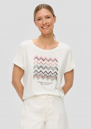 s.Oliver T-Shirt mit Pailletten - creme