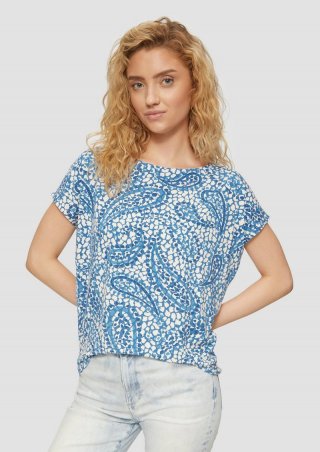 s.Oliver T-Shirt aus Viskosemix mit überschnittenen Schultern - royalblau