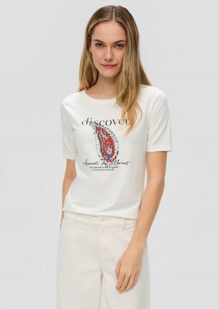 s.Oliver T-Shirt aus Baumwollstretch - creme