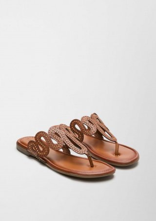 s.Oliver Pantoletten aus Echtleder - cognac