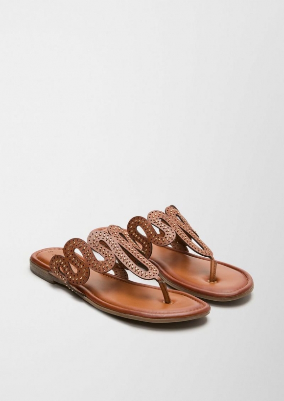 s.Oliver Pantoletten aus Echtleder - cognac