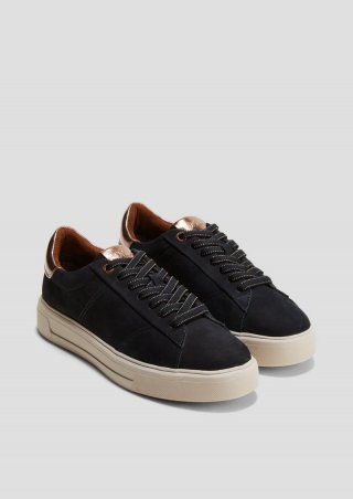 s.Oliver Sneaker aus Ledermix mit Metallic-Detail - navy