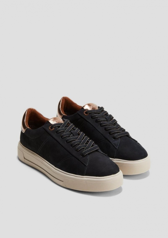 s.Oliver Sneaker aus Ledermix mit Metallic-Detail - navy