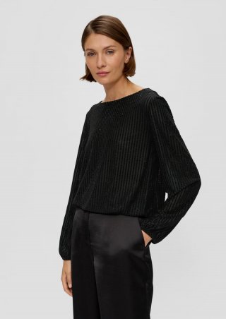 s.Oliver Bluse mit Ausbrennermuster - schwarz