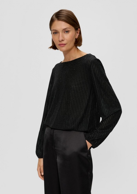 s.Oliver Bluse mit Ausbrennermuster - schwarz