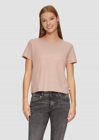 s.Oliver Verkürztes T-Shirt mit Piquéstruktur - perlmuttrosa