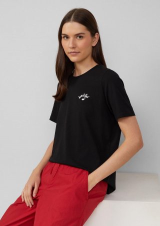 s.Oliver Jerseyshirt aus Baumwolle mit Stickerei - schwarz
