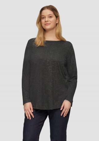 s.Oliver Langarm-Shirt mit Metallic-Garn-Effekt - schwarz