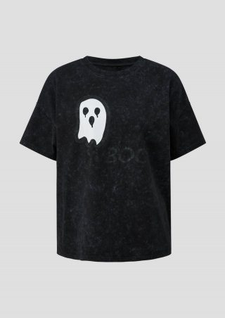 s.Oliver T-Shirt mit Halloween-Print - schwarz