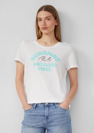 s.Oliver Jersey-T-Shirt mit Frontprint - weiß