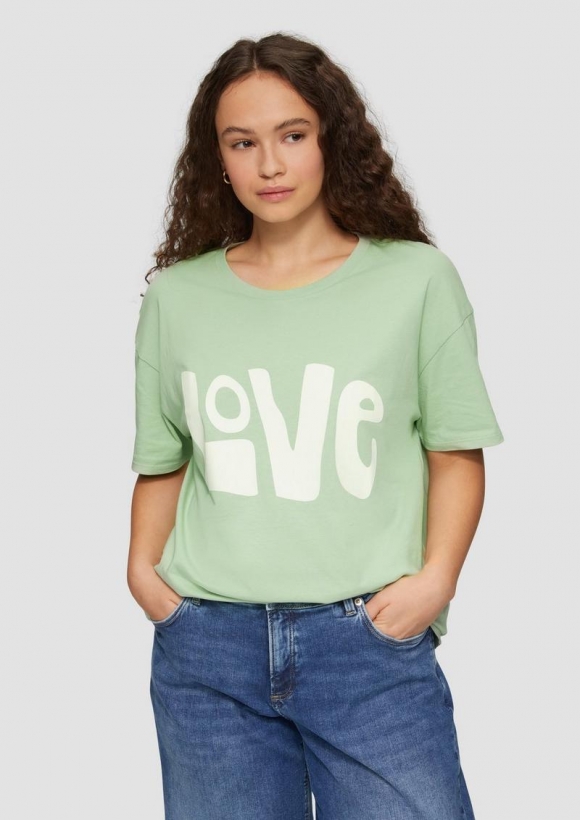 s.Oliver Printshirt mit überschnittener Schulter - minze