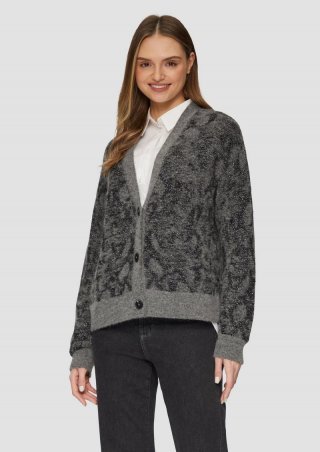 s.Oliver Gemusterter Cardigan mit Glitzergarn - graphit