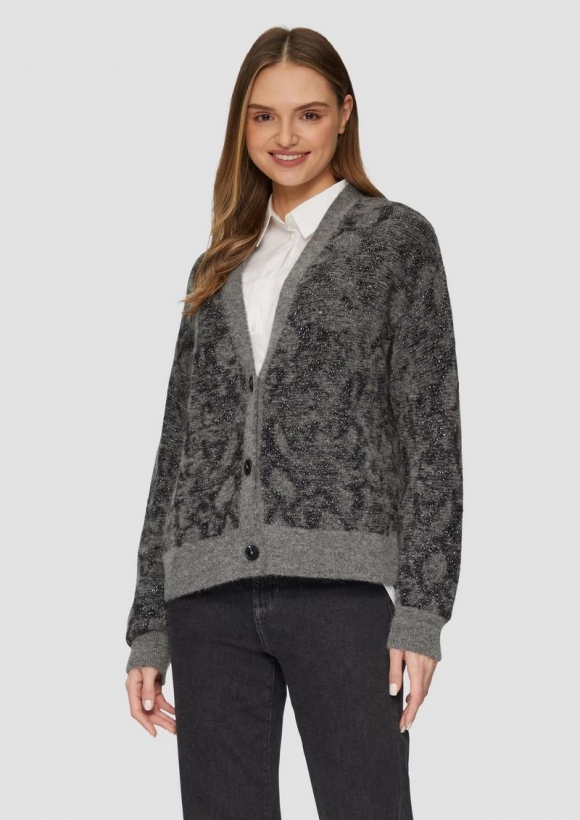 s.Oliver Gemusterter Cardigan mit Glitzergarn - graphit