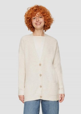 s.Oliver Weiche Strickjacke in Melange-Optik - helles beige