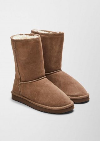 s.Oliver Gefütterte Velourslederstiefel - hellbraun