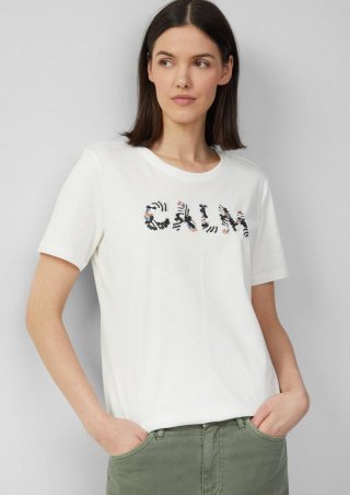 s.Oliver Jersey-T-Shirt im Relaxed Fit mit Artwork - creme