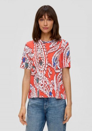 s.Oliver T-Shirt mit Plisseefalten - dunkelorange