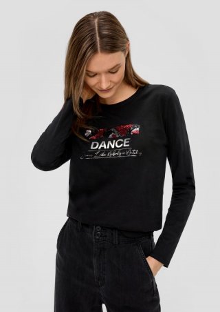 s.Oliver Longsleeve mit Pailletten - schwarz