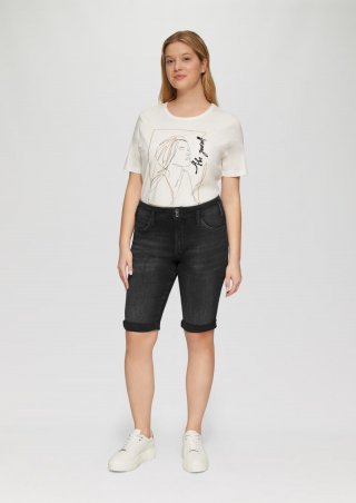 s.Oliver Bermuda / Slim Leg / Mid Rise / mit Gürtelschlaufen - graphit