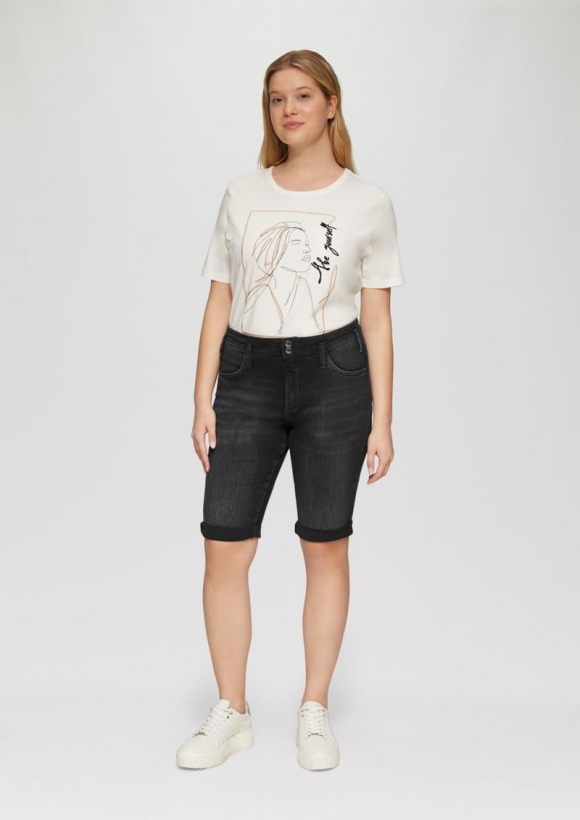 s.Oliver Bermuda / Slim Leg / Mid Rise / mit Gürtelschlaufen - graphit