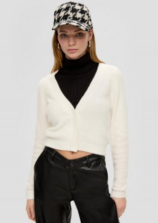 s.Oliver Strickjacke im Cropped-Schnitt - creme