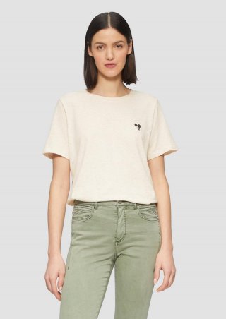 s.Oliver T-Shirt im Relaxed Fit mit Herz-Stickerei - beige