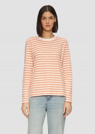 s.Oliver Gestreiftes Langarmshirt aus Baumwolljersey - mango