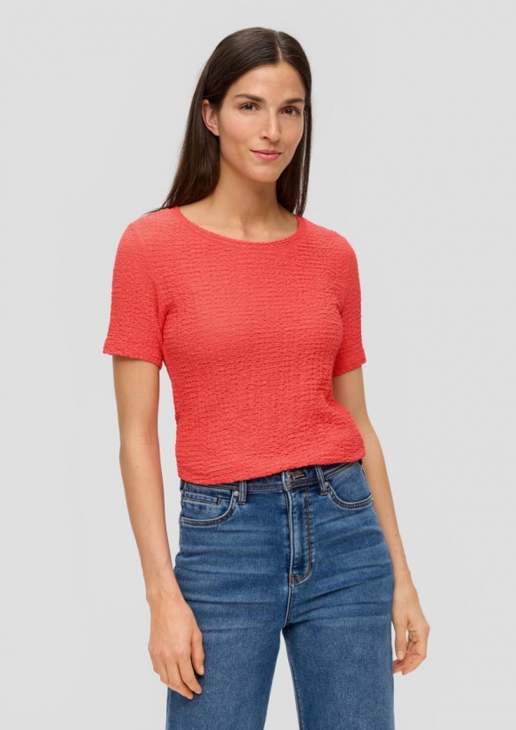 s.Oliver T-Shirt aus Strukturjersey - koralle