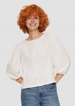 s.Oliver Jacquard-Shirt mit 3/4-Ärmeln - beige